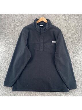 Columbia Jacket Mens XXL Black Fleece Fishing Gear PFG 1/4 Snap Popover Thermal